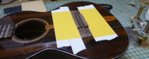 Masking the top of the Ukulele to protect it whist working