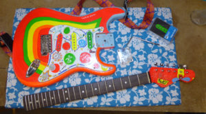 Stratocaster painted to look like the George Harrison Rocky guitar